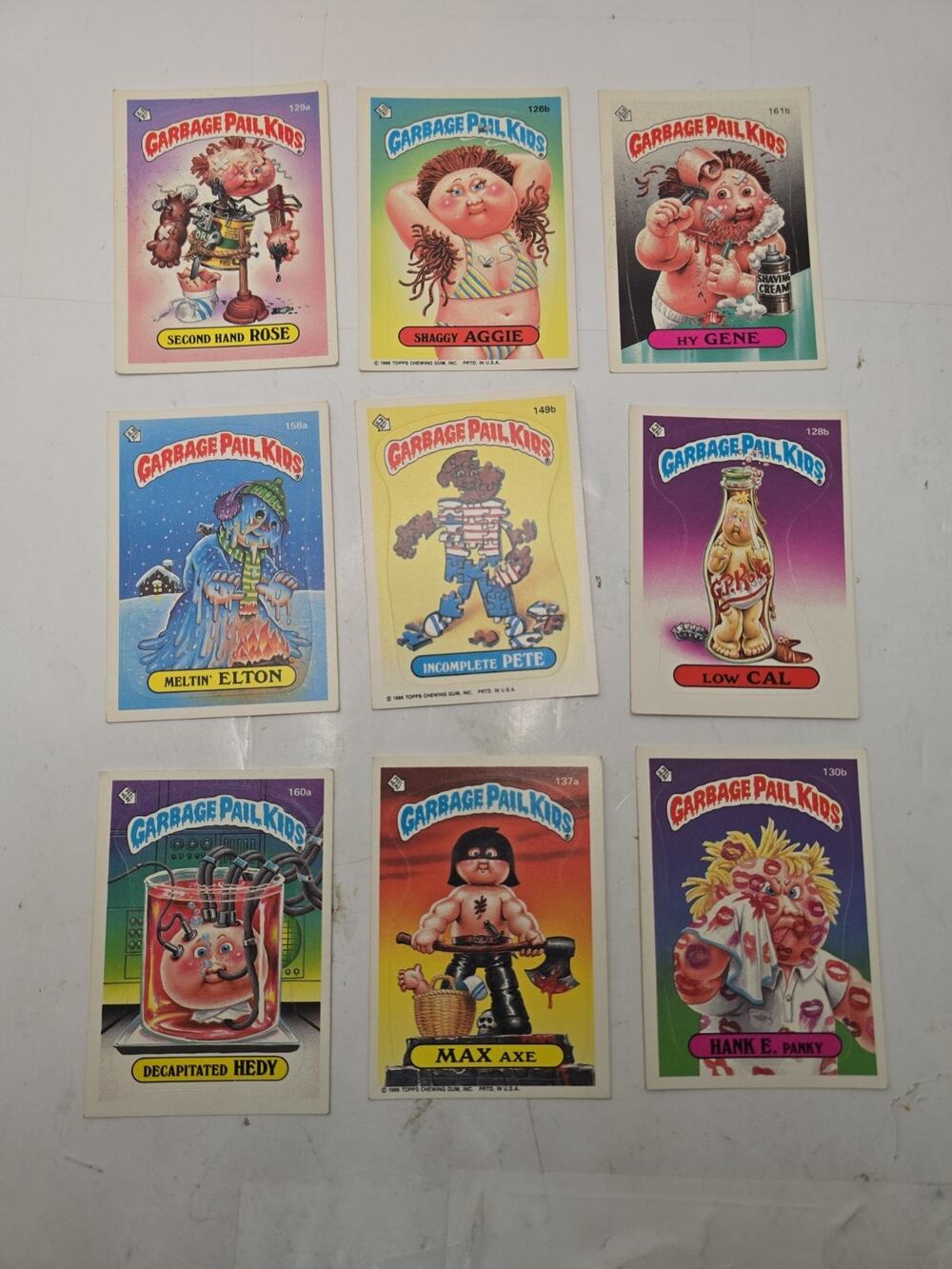 Garbage Pail Kids Cards Series 4 , 1986 , Lot of 9 Gpk Lot 4